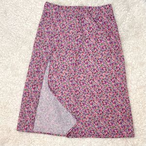 SHEIN | Floral Midi Skirt with Leg Slit